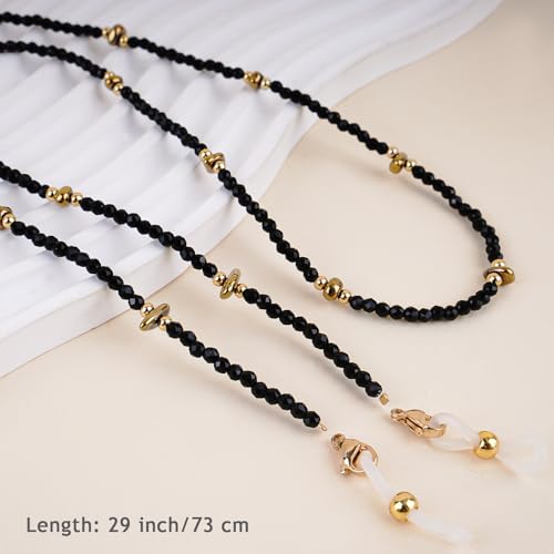 Image of BILIONE Beaded Eyeglass Chains, Eye Glasses Strap Around Neck for Women and Men, Sunglass Holder Hanger Lanyards, Gold