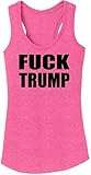 Ladies Tri-Blend Tank Top Fuck Trump T Shirt Funny Anti Donald Trump for President 2016 Tee Fuchsia Frost 2XL