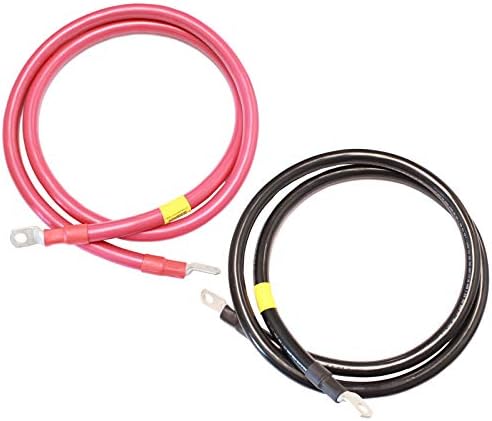 Exell Battery 2/0 Interconnecting Copper Cables, 5-Foot Length with 3/8-Inch Lugs (Black and Red)