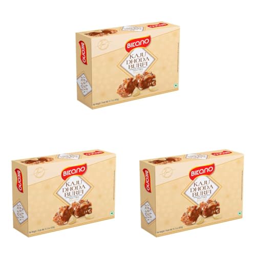 Image of Bikano Kaju Dhoda Burfi | Rich Cashew Delight Infused with Coconut & Cardamom | Traditional Indian Sweet | 400g (Pack of 3)