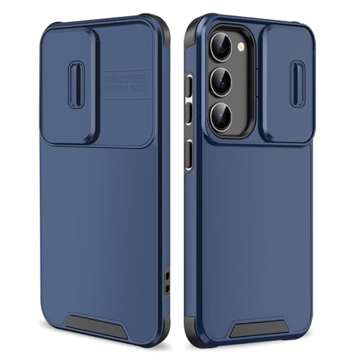 Vaki Handyhülle für Samsung Galaxy S23 mit Slide Camera Cover Kameraschutz & 9H Displayschutz, S23 Schutzhülle Militärschutz Stoßfeste Kratzfeste Panzerhülle für Samsung S23 5G Handytasche (Blau)