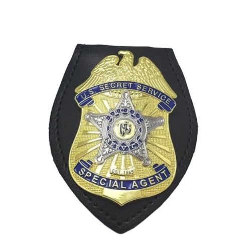 DOGOZ Insigne D'Agent Spécial des Services Secrets Américains avec Étui en Cuir Incrusté, Accessoire De Décoration De Costume