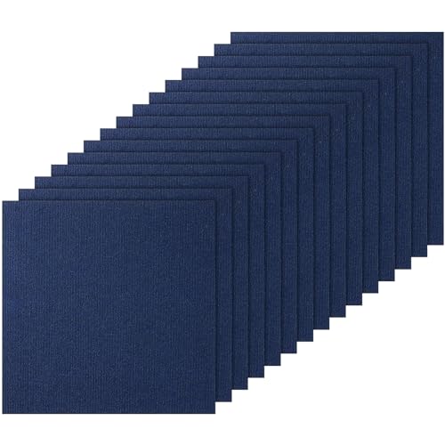 VEVOR Carpet Tiles Peel and Stick, 24” x 24” Squares Self Adhesive Carpet Floor Tile, Soft Padded Carpet Tiles, Easy Install DIY for Bedroom Living Room Indoor Outdoor (15Tiles, Dark Blue)