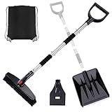 gofurry 雪かきスコップ 車用 スノーブラシ 3in1 除雪ブラシセット 組み立て式 スノーダンプ スノースクレーパー 霜取りスクレーパー 除氷 除霜 多用途 車載スコップ