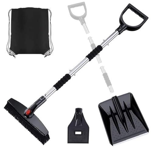 gofurry 雪かきスコップ 車用 スノーブラシ 3in1 除雪ブラシセット 組み立て式 スノーダンプ スノースクレーパー 霜取りスクレーパー 除氷 除霜 多用途 車載スコップ