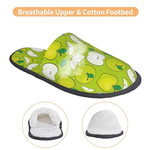 Green Fruit Print House Slippers For Women And Men,Soft Slippers With Memory Foam,Non-Slip Indoor Home Shoes3
