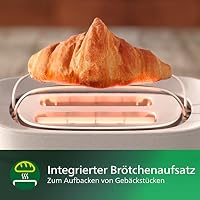 Philips Toaster Eco Conscious Edition - 2 Toastschlitze, 8 Stufen, Brötchenaufsatz, Auftaufunktion, hergestellt aus Altspeiseöl, seidenweiß-matt (HD2640/10) – Ansicht 3