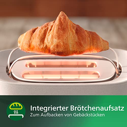 Philips Toaster Eco Conscious Edition - 2 Toastschlitze, 8 Stufen, Brötchenaufsatz, Auftaufunktion, hergestellt aus Altspeiseöl, seidenweiß-matt (HD2640/10) 3