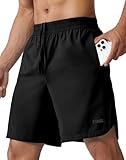 K-Swiss Men's Running Athletic Shorts 8' - Quick Dry Woven Workout Shorts for Gym Tennis Active Sports, Black/Black M