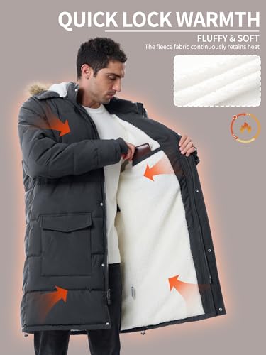 Image of Winter Coats For Men Winter Jackets Water Resistant Warm Thicken Puffy Hooded Insulated Thicken Parka Coat