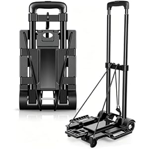 Heavy Duty Folding Trolley on Wheels 35kg Load Capacity, Wheelbarrow Festival Trolley Foldable Sack Barrow Wheel Barrow Sack Truck for Luggage, Groceries, Office, Warehouse (2 Wheels - Black - Steel)