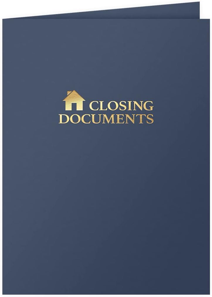 The Gallery Collection, 25 Count, Blue, Closing Documents Pocket Folders, Gold Foil Stamped, for Legal Professionals (9 x 12)