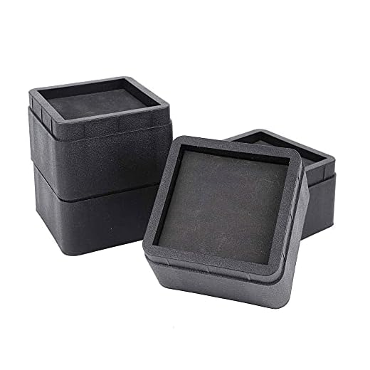 Tyenaza 4 elevadores para Muebles y Camas, plástico Duradero, Espuma Antideslizante y Almohadilla de Goma, elevadores Cuadrados apilables para elevadores de sofá, Cama, Mesa y Silla (Negro)
