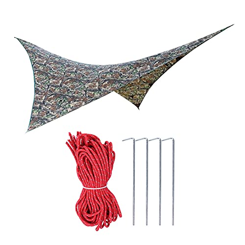 Hamaca portátil a Prueba de Lluvia para Exteriores, Tienda de campaña, Refugio de Lona, ​​Camuflaje, 275x275cm, 1 ud. (Camuflaje de Hojas muertas)