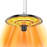Uniflasy 1500W Electric Hanging Patio Heater - 3s Fast Heating with IP55 Waterproof Protection for All Weather Use, 2 Adjustable Heat Settings, Perfect for Gazebo, Balcony, Living Room, and Courtyard