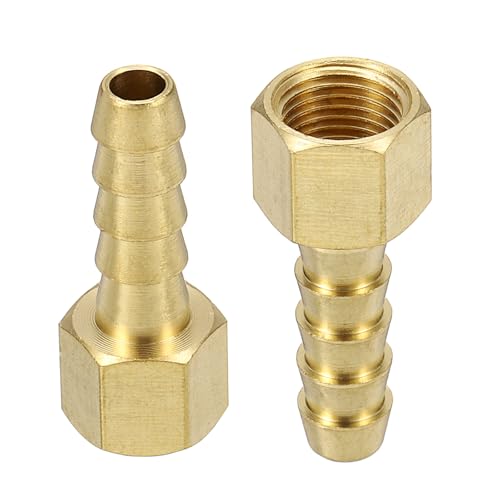 Image of sourcing map 2pcs Brass Barbed Fitting 1/8" NPT Female to 1/4" Hose ID for Home Brew Pipe Fitting Direct Thread Connector Durable