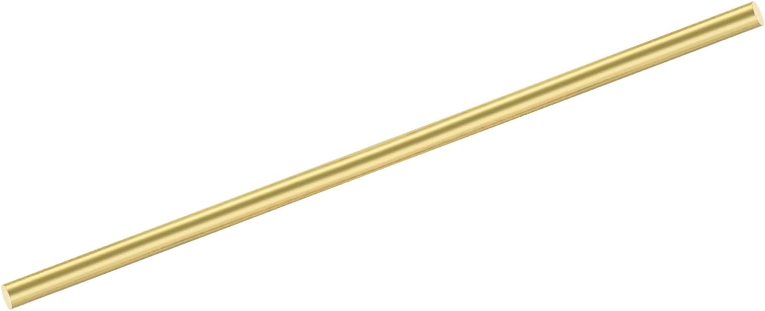 sourcing map 1pcs Brass Rods (6mm)1/4 Inch x (200mm)8 Inch Brass Solid Round Stock Lathe Bar for Knife Handles Pin DIY Craft Model Plane