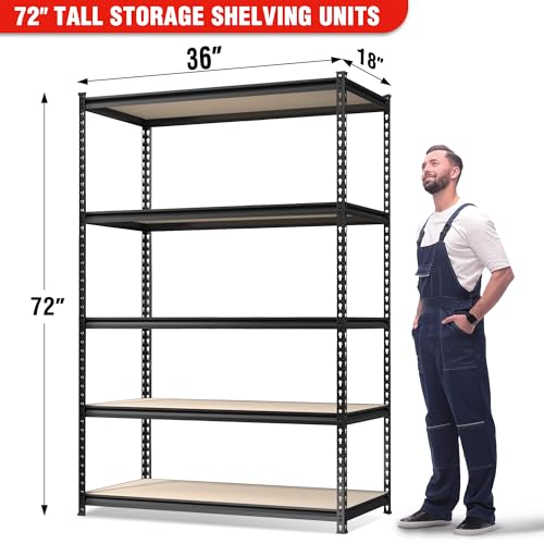 Image of WORKPRO 5-Tier Shelving with Particle Board, 72 inch Hx36 Wx18 D, 4000LBS Load