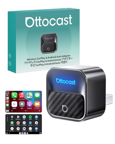 【公式】オットキャスト 2026最新型 OTTOCAST MINI Core オットキャストミニ CarPlay＆AndroidAuto ワイヤレス アダプター アンドロイドオート＆カープレイ無線化接続 Wi-Fi 6・Bluetooth 5.4 搭載 純正有線CarPlay/Android Auto搭載車適合 ナビ・音声コントロール・音楽・ハンズフリー通話に対応【技適認証取得済み】の商品画像（Amazon）