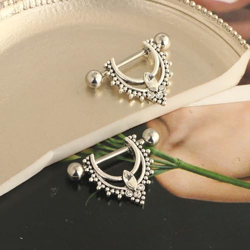 Niaspi Anéis de mamilo de aço cirúrgico CZ transparente 14G para mulheres mamilos de cristal cintila