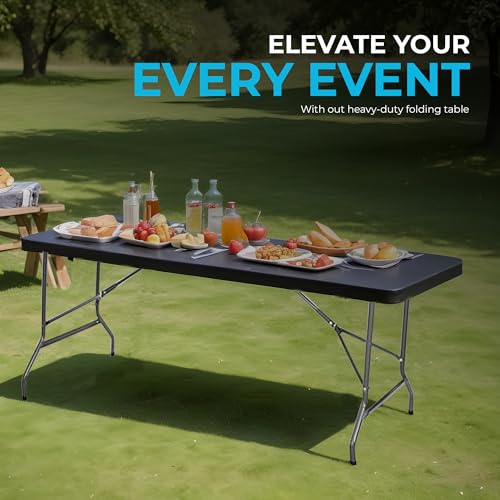Simpli-Magic Heavy Duty 8ft Plastic Folding Table - Black