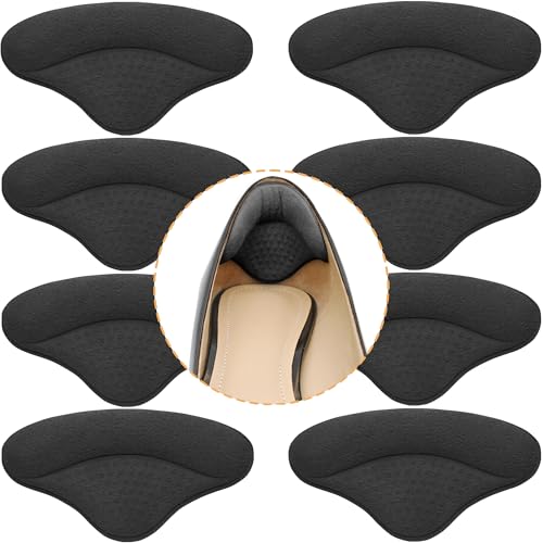 Image of 4 Pairs Heel Pads Heel Grips Liner for Loose Shoes, Heel Cushion Pads Heel Inserts for Shoe Too Big Men Women- Ultra Soothing Heel Protectors for Heel Pain, Heel Slipping, Blisters, Friction(Black)