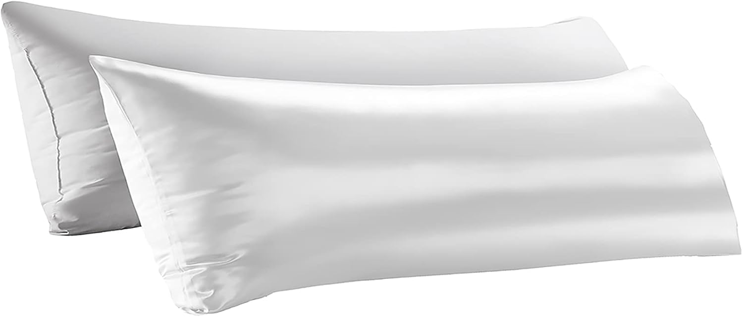 FASO Body Pillow with Pillowcase, Ultra Soft Body Pillows for Adults with Satin Pillowcases（20×54 inch White） : Home & Kitchen