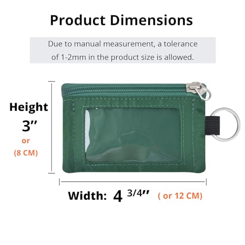 Image of RFID Blocking Travel Wallet with Adjustable Lanyard, Small Nylon Zipper Pouch and Badge Holder for ID, Credit Cards, Cash, Keys, Commuters (Forest Green)
