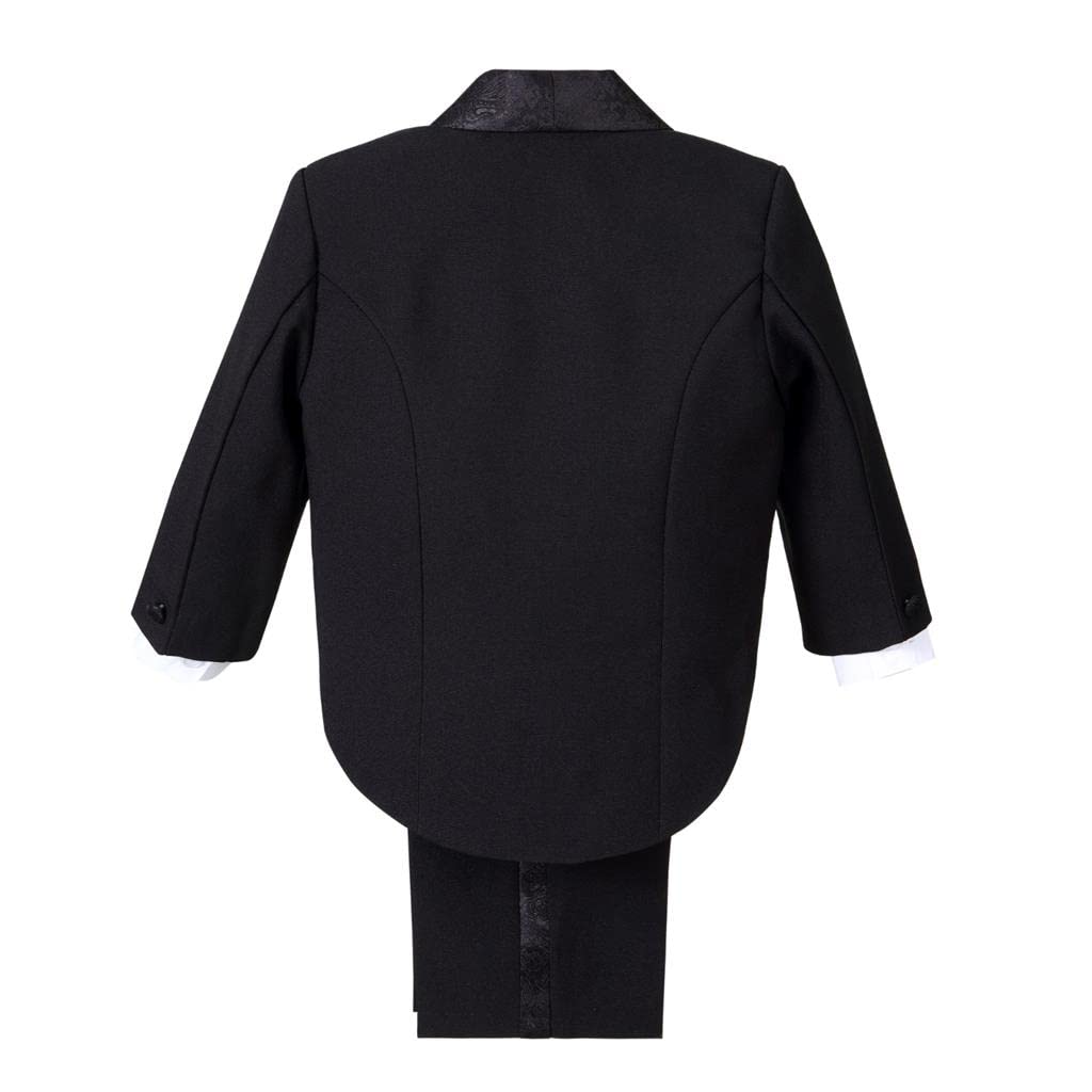Lito Angels Smoking Completo Elegante per Bimbo Bambino, Set 5 Pezzi (Giacca, Gilet, Camicia, Papillon e Pantaloni) Nero Bianco Avorio 96 92 98 104