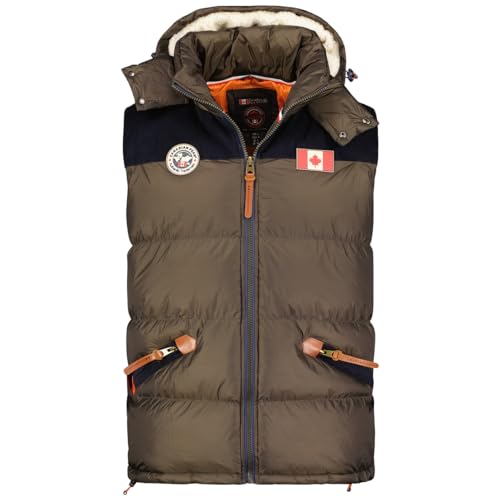 Canadian Peak Velianeak_Men - Warm Waistcoat Fur Seasons Autumn Winter Spring - Men Comfortable Jacket Sleeveless - Long Sleeve Windproof Parka Style (Khaki M)