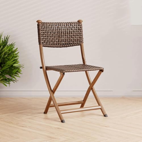 Chaise en rotin pliable légère et compacte avec dossier pour repas et extérieur - 2
