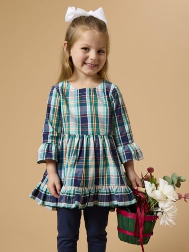 Image of RuffleButts Baby /Toddler Girls Long Sleeve High Low Flowy Ruffle Tunic Top