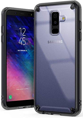Ringke Fusion Case Compatible with Galaxy A6 2018 Crystal Clear PC Back Case Lightweight Transparent TPU Bumper Drop Protective Phone Cover - Smoke Black