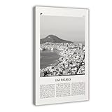 NEOHI Impresión de Las Palmas en blanco y negro, Gran Canaria, España, ciudad, paisaje, lienzo, moderno, póster de pared, pinturas artísticas, sala de estar, dormitorio, decoración de 30 x 45 cm