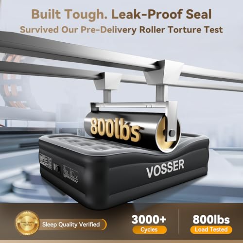 Image of VOSSER Air Mattress Full with Built in Pump,Self Inflatable Mattress in 3 Mins,18''Raised Blow Up Mattress,Portable Air Bed for Home,Guest&Travel,Full Size Air Mattress for Adults 660lb Max,Black