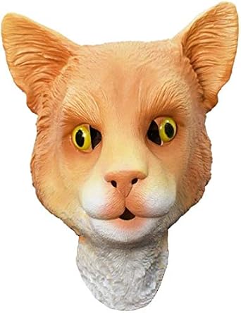 Ginger Cat Mask, Latex Animal Head Mask Pet Rubber Latex Mask Halloween Party Costume Props