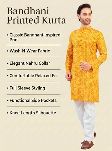 Image of Studio Shringaar Men's Polyester Relaxed Fit Straight Kurta