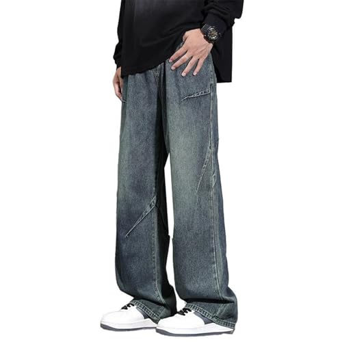 Men's Jeans American Spring Winter Wide-Leg Vintage Loose Straight Pants