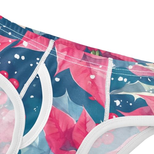 KLL Watercolor Christmas Pattern Poinsettia Spruce Toddler Boys' Comfort Underwear Briefs Cute Children Panties4