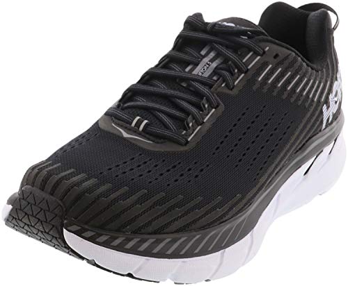 HOKA ONE ONE Men's Clifton 5 Running Shoes, Black/White, Size 9 M US