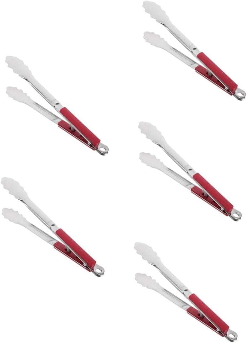 SUPVOX 5pcs Stainless Steel Bbq Grilling Tongs 12-inch Long Effortless Handling for Steak Fish Barbecue