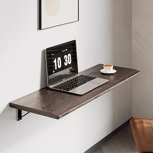 Table pliante murale en bois massif marron de 110x40 cm pour optimiser l'espace