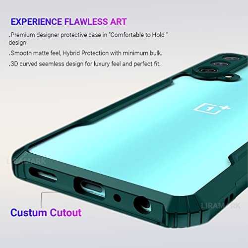 Image of LIRAMARK Transparent Clear Shock Proof Back Cover Case Designed for OnePlus Nord CE (Green)