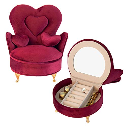 Preisvergleich Produktbild Schmuckkästchen 'Sessel' mit Spiegel 24x9,5x13,4cm Dunkelrot Schmuckschatulle Aufbewahrung