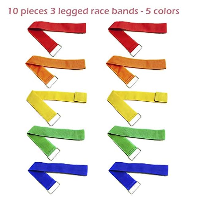 10 PCS 3 Legged Race Bands Three Legged Race Durable Firm Elastic Tie Rope Colorful 3 Leg Race Band for Kids Adult Outdoor Fun