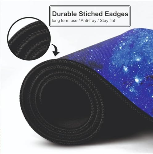 Image of Cosmic Galaxy Space Large Desk Mat, Extended Mouse Pad 58.5 x 28 cm, Desk Pad, Washable Mousepad, 2mm Thick Non-Slip Rubber Base, Stitched Edges for Office, Home & Workstation (Multicolour)
