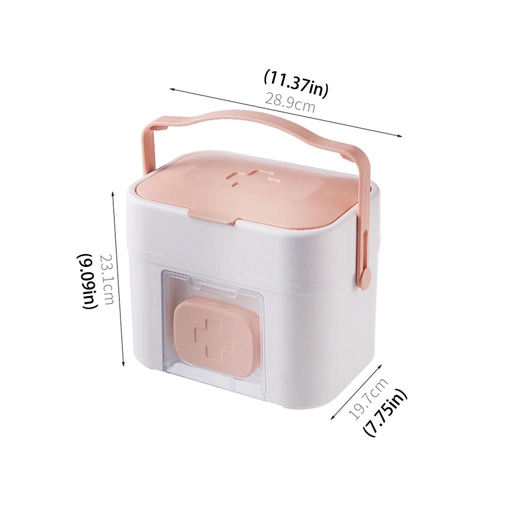 Apteczka Plastikowa apteczka Pojemnik Przenośne pudełko do przechowywania Rodzinna i małe na pigułki 11,37 cala Apteczki pierwszej pomocy(B pink)