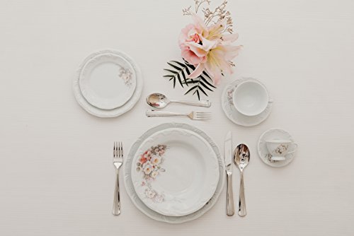 Serviço de Jantar e Chá 30 peças em Porcelana. Modelo Redondo com Relevo Pomerode. Decoração Eterna.