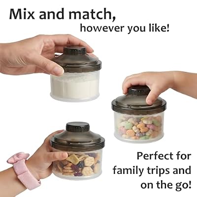 Formula Container to Go Baby Essentials, Stackable Formula Dispenser for Night Feedings, Snacks and More 2 Pack, by KiKo (Black)