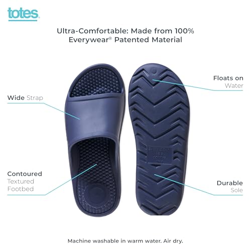 Image of Totes Men's Everywear Slide Sandals Lightweight Waterproof Comfort Slides with Cushioned Footbed for Pool, Beach & Everyday Wear
